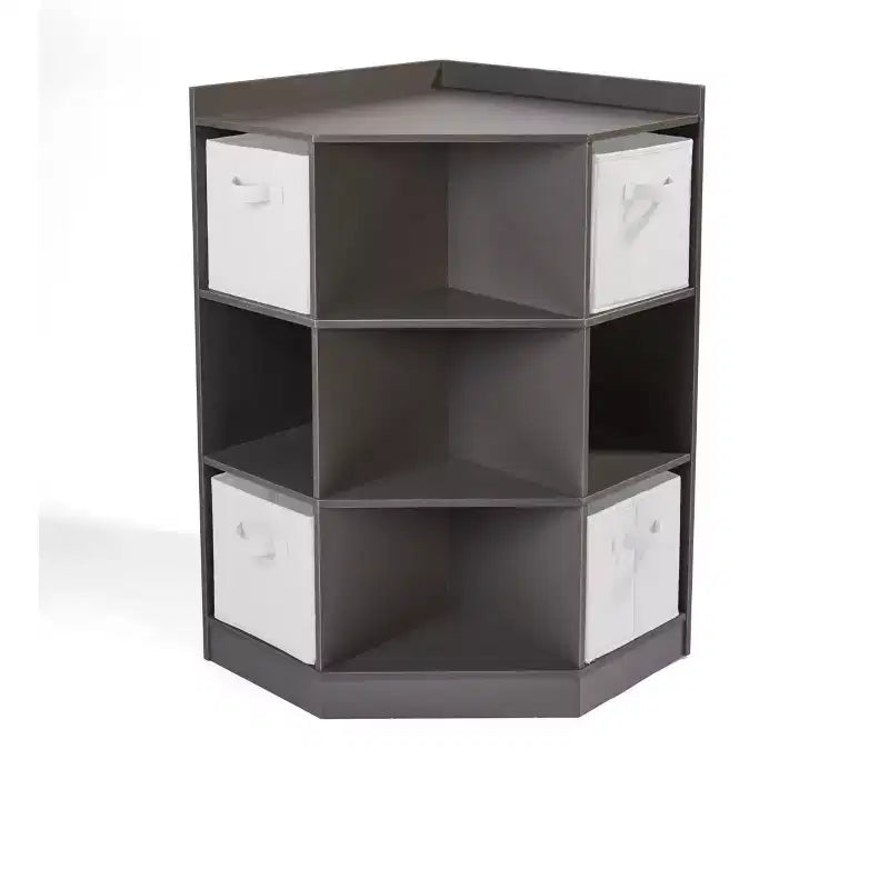 Meuble de rangement d'angle Badger Basket Cubby avec 4 paniers réversibles anthracite : 9 compartiments, 10 étagères, cadre en MDF