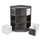 Meuble de rangement d'angle Badger Basket Cubby avec 4 paniers réversibles anthracite : 9 compartiments, 10 étagères, cadre en MDF