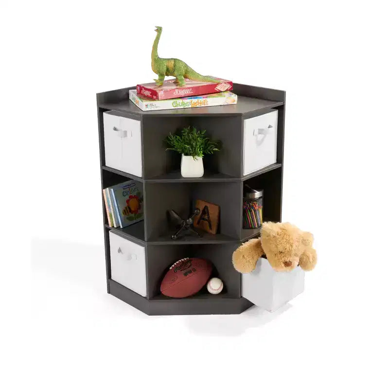 Meuble de rangement d'angle Badger Basket Cubby avec 4 paniers réversibles anthracite : 9 compartiments, 10 étagères, cadre en MDF