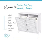 Meuble à Linge Double RiverRidge Ellsworth avec Poubelle Basculante et Sac de Rangement en Tissu Amovible - Blanc