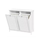 Meuble à Linge Double RiverRidge Ellsworth avec Poubelle Basculante et Sac de Rangement en Tissu Amovible - Blanc