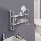 Organize It All Étagère de Douche Deux Niveaux Chrome : Microfibre, Lavable en Machine, Dos Antidérapant