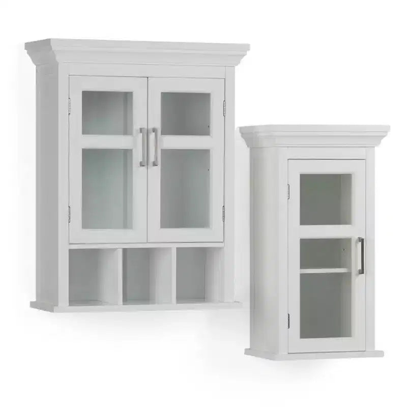 Armoire murale de salle de bain à deux portes Hayes avec niches blanches - WyndenHall