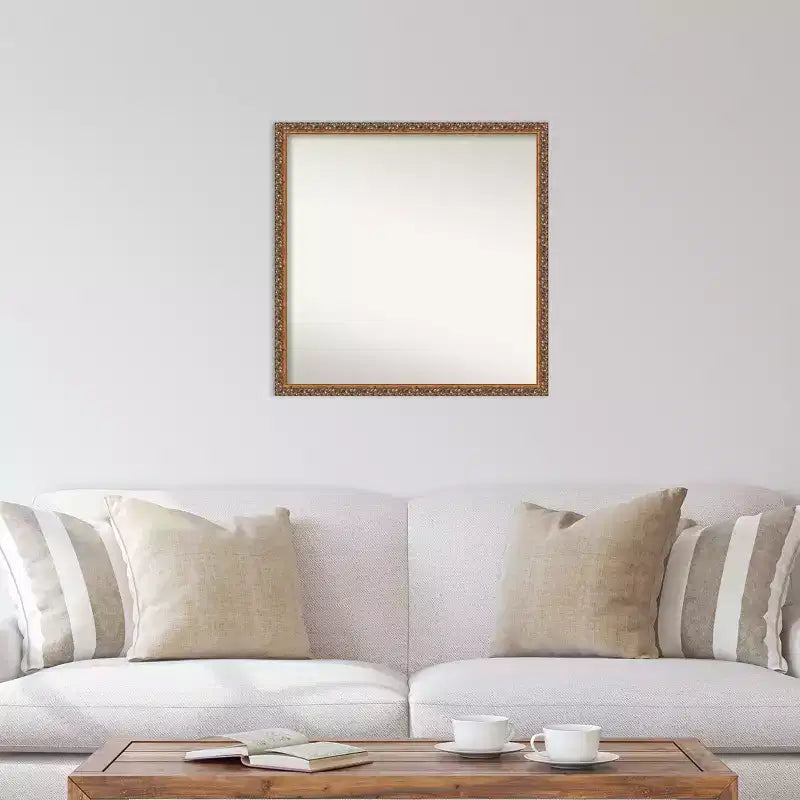 Miroir mural en bois de 71 cm x 71 cm, bronze antique, non biseauté - Amanti Art
