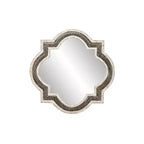 Miroir Mural Blanc Trèfle en Bois - Olivia & May : Incrustation en Fer Baroque, Aucun Assemblage Requis