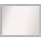 30" x 24" Non-Beveled Grace Brushed Nickel Narrow Wall Mirror - Amanti Art: Modern Rectangle, Polystyrene Frame