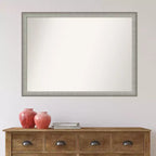 Miroir mural étroit élégant 41"x30" pour salle de bain, finition étain - Amanti Art : Quincaillerie de montage incluse