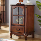 Vitrine en bois marron traditionnel avec portes vitrées