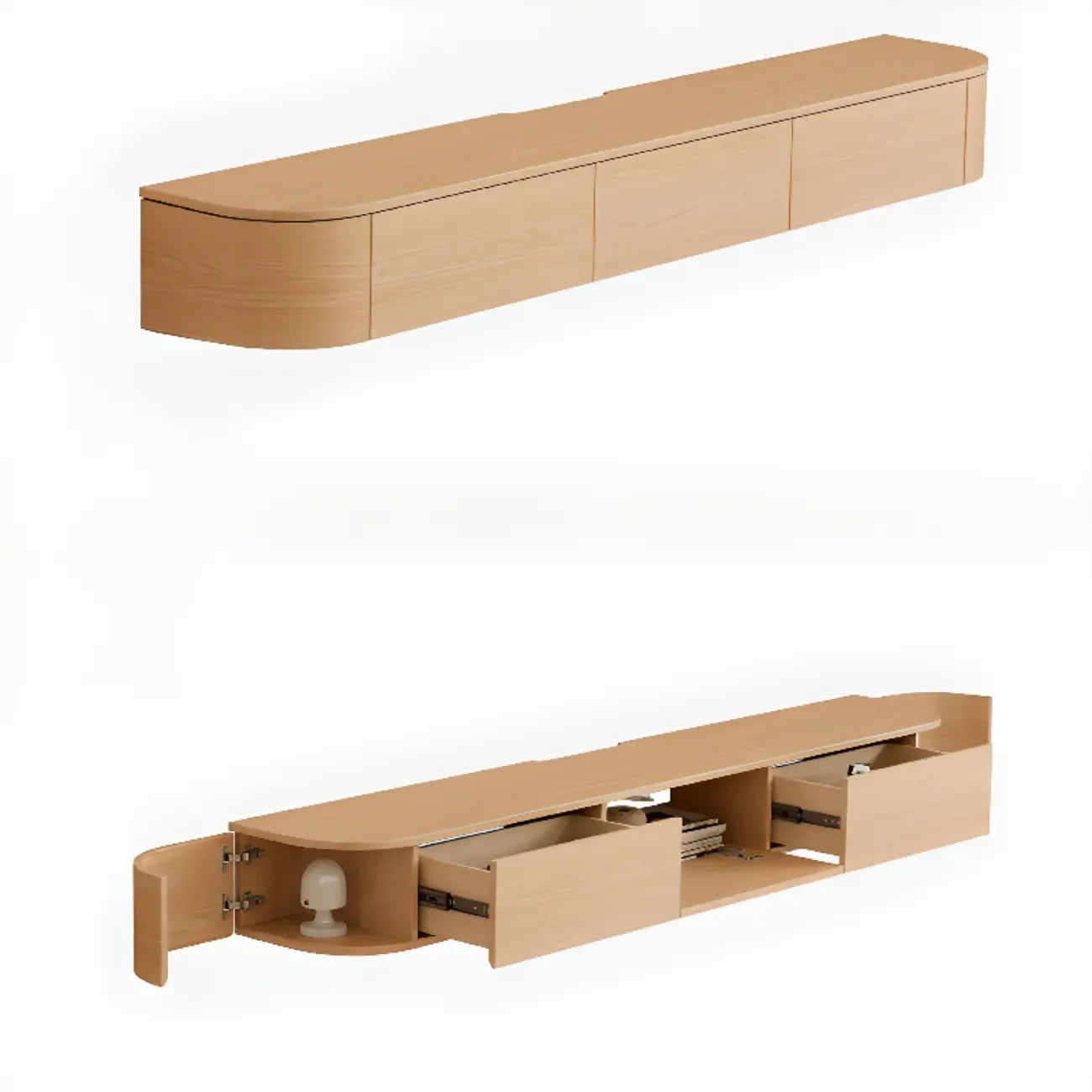 Meuble TV mural moderne marron foncé en bois avec lumière