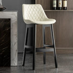 Tabourets de bar en similicuir Mid-Century Modern avec pieds en bois