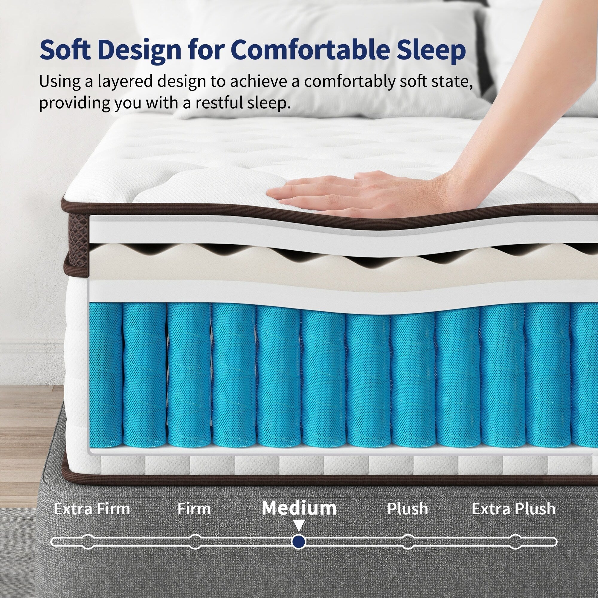 Matelas en mousse à mémoire de forme hybride 10 po – Soutien ferme moyen avec ressorts renforcés pour le soulagement de la pression, certifié CertiPUR-US