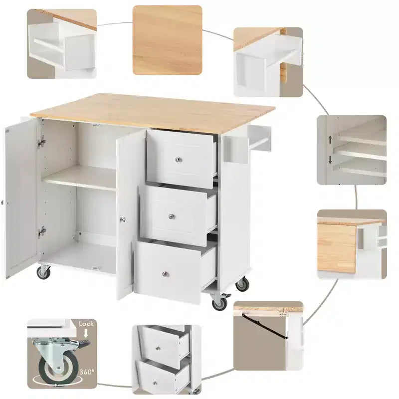 Chariot de cuisine moderne Whisen, chariot de cuisine avec étagères et tiroirs