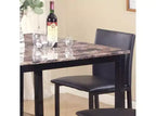 Table à manger hauteur comptoir en métal Citico de Roundhill Furniture avec plateau en faux marbre stratifié, noire
