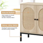 Meuble buffet en rotin Whizmax, buffet de rangement naturel avec étagères réglables, petite table d'appoint pour salle à manger, cuisine, salon, couloir