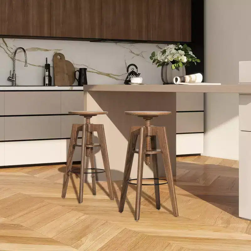 Tabouret de bar réglable en bois de chêne Spencer Minimaliste Jennifer Taylor Home, chêne brun noyer