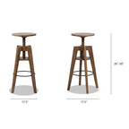 Tabouret de bar réglable en bois de chêne Spencer Minimaliste Jennifer Taylor Home, chêne brun noyer