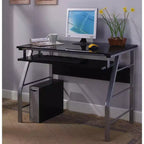 King's Brand Metal and Glass Top Home Office Computer Desk/Table