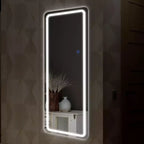 PexFix Miroir rectangulaire moderne sans cadre avec coins arrondis, 40,6 cm L x 160 cm H, couleur argent