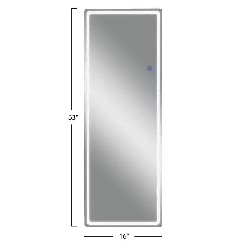 PexFix Miroir rectangulaire moderne sans cadre avec coins arrondis, 40,6 cm L x 160 cm H, couleur argent