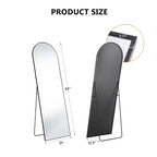 Miroir de sol arqué à angle droit de 162 cm, miroir mural avec support, cadre fin en alliage d'aluminium