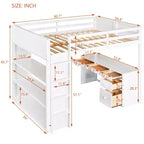 Lit mezzanine double/grand format avec échelle, étagères et bureau avec tiroirs - ModernLuxe