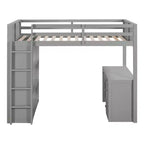 Lit mezzanine double/grand format avec échelle, étagères et bureau avec tiroirs - ModernLuxe