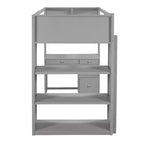 Lit mezzanine double/grand format avec échelle, étagères et bureau avec tiroirs - ModernLuxe