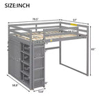 Lit mezzanine Whisen 79,5''L 57,0''l en bois, taille double, avec armoire intégrée, étagères de rangement et lumière LED