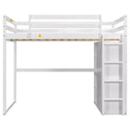 Lit mezzanine Whisen 79,5''L 57,0''l en bois, taille double, avec armoire intégrée, étagères de rangement et lumière LED