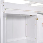 Lit mezzanine Whisen 79,5''L 57,0''l en bois, taille double, avec armoire intégrée, étagères de rangement et lumière LED