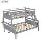 Lit superposé double sur plein avec échelle, garde-corps de sécurité, parfait pour la chambre, gris