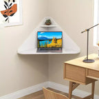 Bureau d'ordinateur flottant d'angle Costway, bureau d'étude mural avec étagère de rangement, blanc/noir