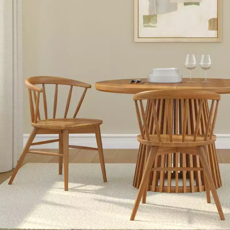Lot de 2 chaises de salle à manger Plank+Beam, chaise de cuisine en bois massif