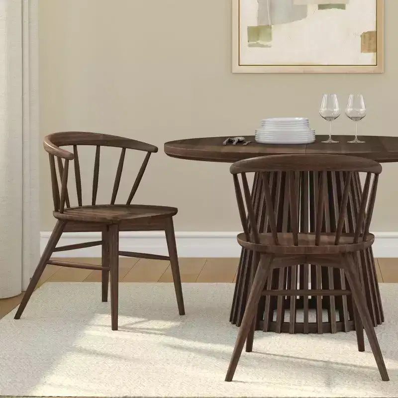 Lot de 2 chaises de salle à manger Plank+Beam, chaise de cuisine en bois massif