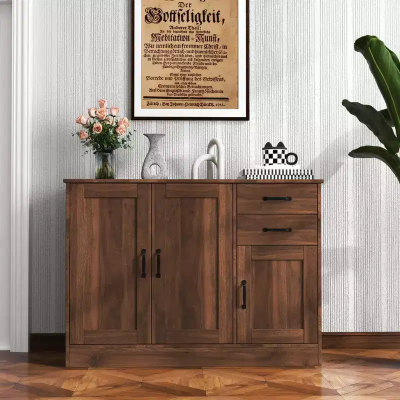 CLIHOME Buffet 3 Portes en Bois Moderne, Desserte d'Entrée, Console de Salle à Manger