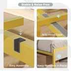 Cadre de lit plateforme King Size Bestier avec étagères de chevet pliables en bois et tête de lit de rangement LED avec station de charge
