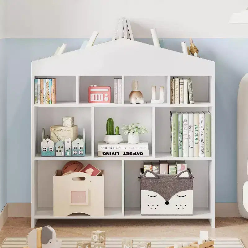 Meuble de rangement 9 cubes pour livres et jouets pour enfants - Bibliothèque en bois blanc pour salle de jeux, chambre de bébé et chambre d'enfant