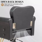 Fauteuil de salon de coiffure pivotant hydraulique robuste Karl Home Black Gold avec capitonnage à boutons