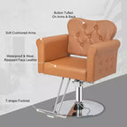 Fauteuil de salon de coiffure pivotant hydraulique robuste Karl Home Black Gold avec capitonnage à boutons