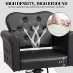 Fauteuil de salon de coiffure pivotant hydraulique robuste Karl Home Black Gold avec capitonnage à boutons