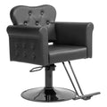 Fauteuil de salon de coiffure pivotant hydraulique robuste Karl Home Black Gold avec capitonnage à boutons