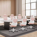 Chaise de Bureau Ergonomique MAYEERTY avec Appui-tête Réglable en Tissu Rose, Capacité 113 kg