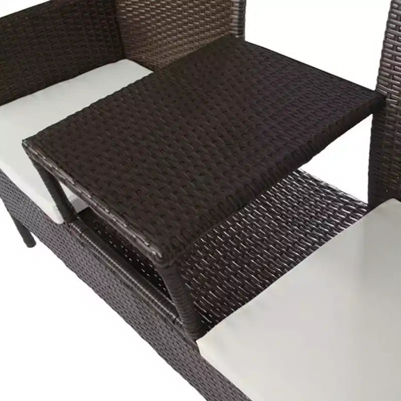 vidaXL Salon de bistro d'extérieur 2 places avec table basse en résine tressée marron