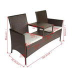 vidaXL Salon de bistro d'extérieur 2 places avec table basse en résine tressée marron