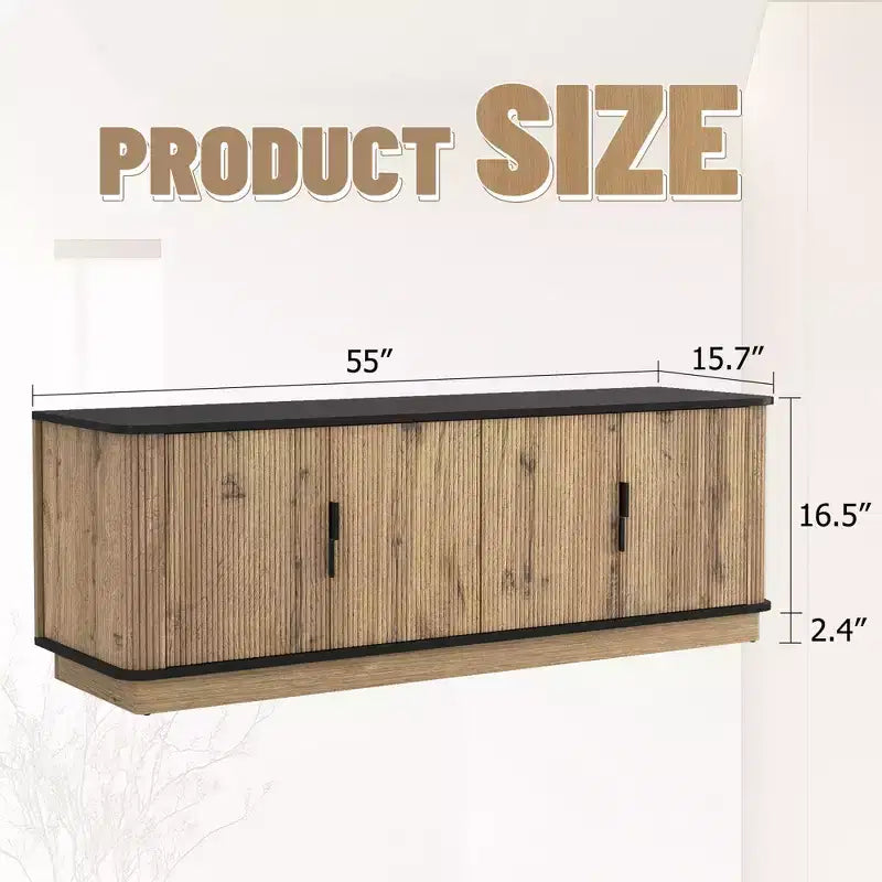 Meuble TV GDFStudio Sandy minimaliste moderne 55 en bois à quatre portes