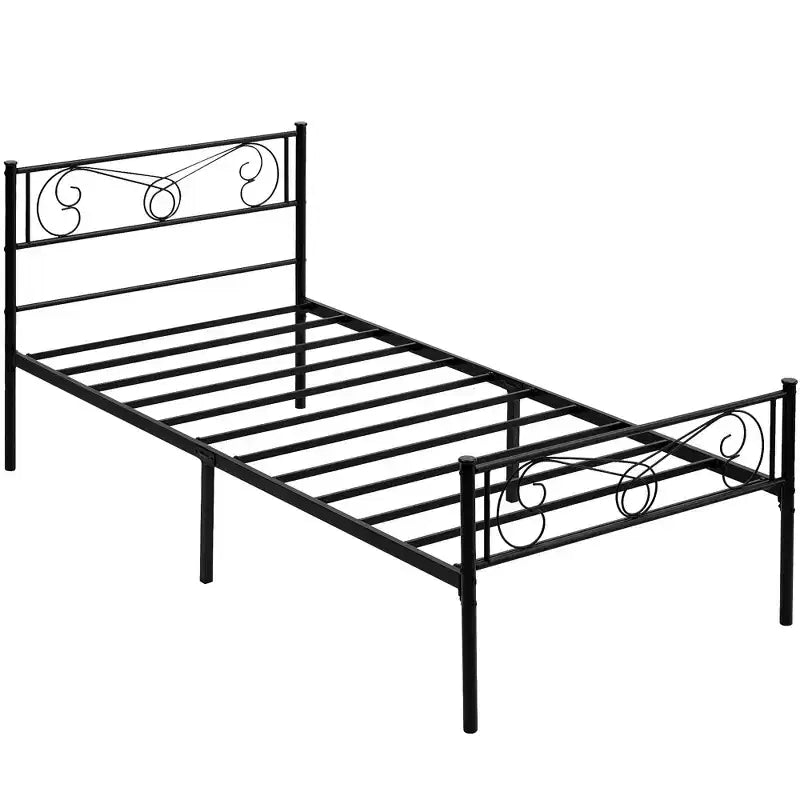 Plateforme de lit avec tête et pied de lit, sommier et sans besoin de sommier tapissier, anti-bruit, montage simple