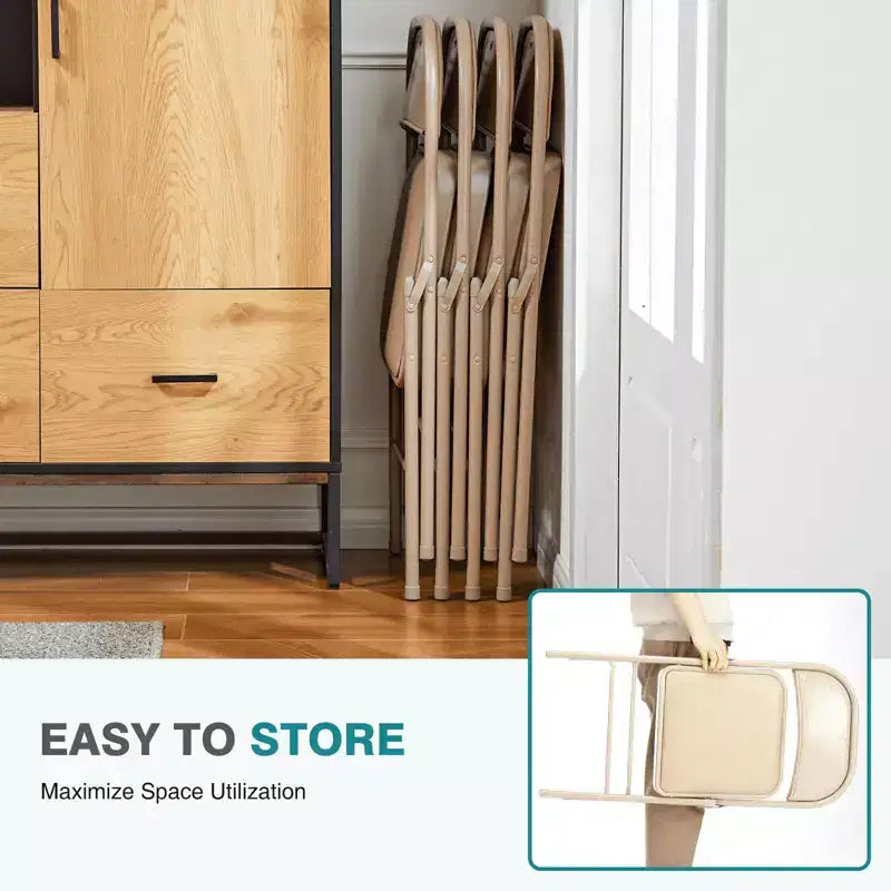 MAYEERTY Lot de 2 chaises pliantes en cuir pour la maison, le bureau ou les fêtes - Portables et confortables