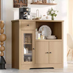 Kitchen Microwave Cabinets with Storage, Buffet Cabinet Sideboard with 3 Doors,1 Drawer and Adjustable Shelves, Pantry Storage Cabinet ,Natural ?