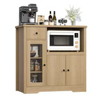 Meuble Micro-ondes de Cuisine avec Rangement, Buffet avec 3 Portes, 1 Tiroir et Étagères Réglables, Meuble de Rangement pour Cellier, Naturel ?