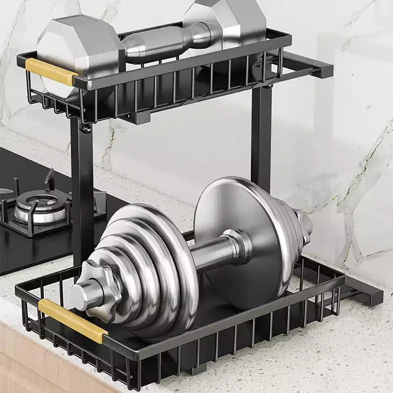 Rangements sous évier à 2 niveaux, étagère coulissante à tirer, tiroir métallique pour l'organisation de la cuisine, de la salle de bain, du garde-manger, résistant à la rouille.